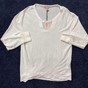 Juicy Couture Shirt Womens Small White Crew Neck Cutout Raglan Long Sleeve Top